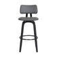 26" Gray And Black Faux Leather Swivel Low Back Counter Height Bar Chair