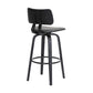 26" Gray And Black Faux Leather Swivel Low Back Counter Height Bar Chair
