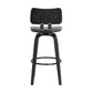 26" Gray And Black Faux Leather Swivel Low Back Counter Height Bar Chair