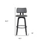 26" Gray And Black Faux Leather Swivel Low Back Counter Height Bar Chair