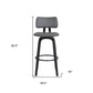 26" Gray And Black Faux Leather Swivel Low Back Counter Height Bar Chair