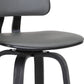 26" Gray And Black Faux Leather Swivel Low Back Counter Height Bar Chair