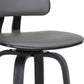 26" Gray And Black Faux Leather Swivel Low Back Counter Height Bar Chair