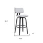 26" Light Gray And Black Fabric Swivel Low Back Counter Height Bar Chair