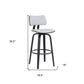 26" Light Gray And Black Fabric Swivel Low Back Counter Height Bar Chair