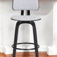 26" Light Gray And Black Fabric Swivel Low Back Counter Height Bar Chair