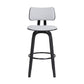 26" Light Gray And Black Fabric Swivel Low Back Counter Height Bar Chair