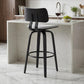 26" Light Gray And Black Fabric Swivel Low Back Counter Height Bar Chair