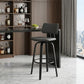 30" Gray And Black Faux Leather Swivel Low Back Bar Height Bar Chair