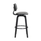 30" Gray And Black Faux Leather Swivel Low Back Bar Height Bar Chair
