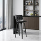 30" Gray And Black Faux Leather Swivel Low Back Bar Height Bar Chair