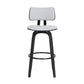 30" Light Gray And Black Fabric Swivel Low Back Bar Height Bar Chair