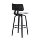 30" Light Gray And Black Fabric Swivel Low Back Bar Height Bar Chair