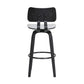 30" Light Gray And Black Fabric Swivel Low Back Bar Height Bar Chair