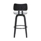 30" Light Gray And Black Fabric Swivel Low Back Bar Height Bar Chair