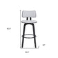 30" Light Gray And Black Fabric Swivel Low Back Bar Height Bar Chair