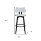 30" Light Gray And Black Fabric Swivel Low Back Bar Height Bar Chair