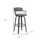 26" Gray And Black Faux Leather Swivel Low Back Counter Height Bar Chair