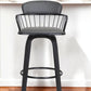 26" Gray And Black Faux Leather Swivel Low Back Counter Height Bar Chair