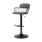 Gray and Black Faux Leather with Metal Swivel Low Back Adjustable Height Bar Chair