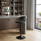 Gray and Black Faux Leather with Metal Swivel Low Back Adjustable Height Bar Chair