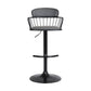 Gray and Black Faux Leather with Metal Swivel Low Back Adjustable Height Bar Chair