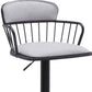 Light Gray and Black Fabric with Metal Swivel Low Back Adjustable Height Bar Chair