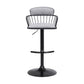Light Gray and Black Fabric with Metal Swivel Low Back Adjustable Height Bar Chair