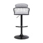 Light Gray and Black Fabric with Metal Swivel Low Back Adjustable Height Bar Chair