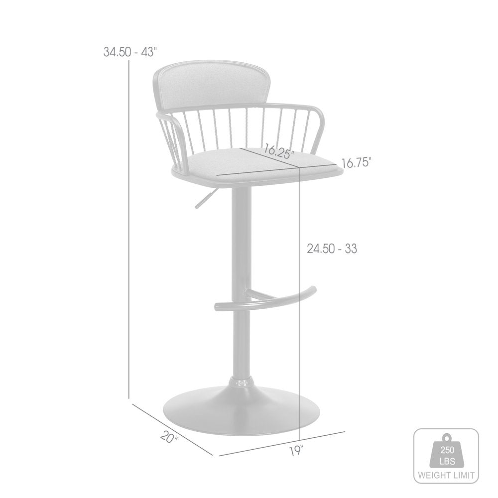 Light Gray and Black Fabric with Metal Swivel Low Back Adjustable Height Bar Chair