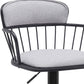 Light Gray and Black Fabric with Metal Swivel Low Back Adjustable Height Bar Chair