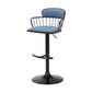 Blue and Black Fabric with Metal Swivel Low Back Adjustable Height Bar Chair