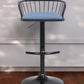 Blue and Black Fabric with Metal Swivel Low Back Adjustable Height Bar Chair