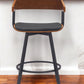 27" Black Faux Leather And Metal Swivel Low Back Counter Height Bar Chair