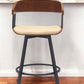 27" Cream and Black Faux Leather with Metal Swivel Counter Height Bar Chair