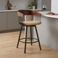 27" Cream and Black Faux Leather with Metal Swivel Counter Height Bar Chair