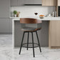 27" Gray and Black Faux Leather with Metal Swivel Counter Height Bar Chair