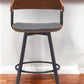 27" Gray and Black Faux Leather with Metal Swivel Counter Height Bar Chair