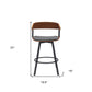 27" Gray and Black Faux Leather with Metal Swivel Counter Height Bar Chair