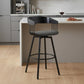 27" Gray and Black Faux Leather with Metal Swivel Counter Height Bar Chair