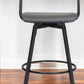27" Gray and Black Faux Leather with Metal Swivel Counter Height Bar Chair
