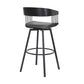 27" Gray and Black Faux Leather with Metal Swivel Counter Height Bar Chair