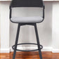 27" Light Gray and Black Fabric with Metal Swivel Counter Height Bar Chair