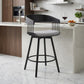 27" Light Gray and Black Fabric with Metal Swivel Counter Height Bar Chair