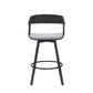 27" Light Gray and Black Fabric with Metal Swivel Counter Height Bar Chair