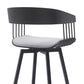 27" Light Gray and Black Fabric with Metal Swivel Counter Height Bar Chair
