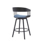 27" Blue and Black Fabric with Metal Swivel Counter Height Bar Chair