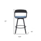 27" Blue and Black Fabric with Metal Swivel Counter Height Bar Chair