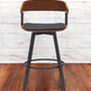 31" Black Faux Leather And Metal Swivel Bar Height Bar Chair