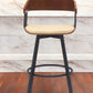 31" Cream and Black Faux Leather with Metal Swivel Bar Height Bar Chair